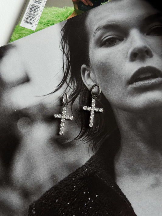 Cross earrings silver